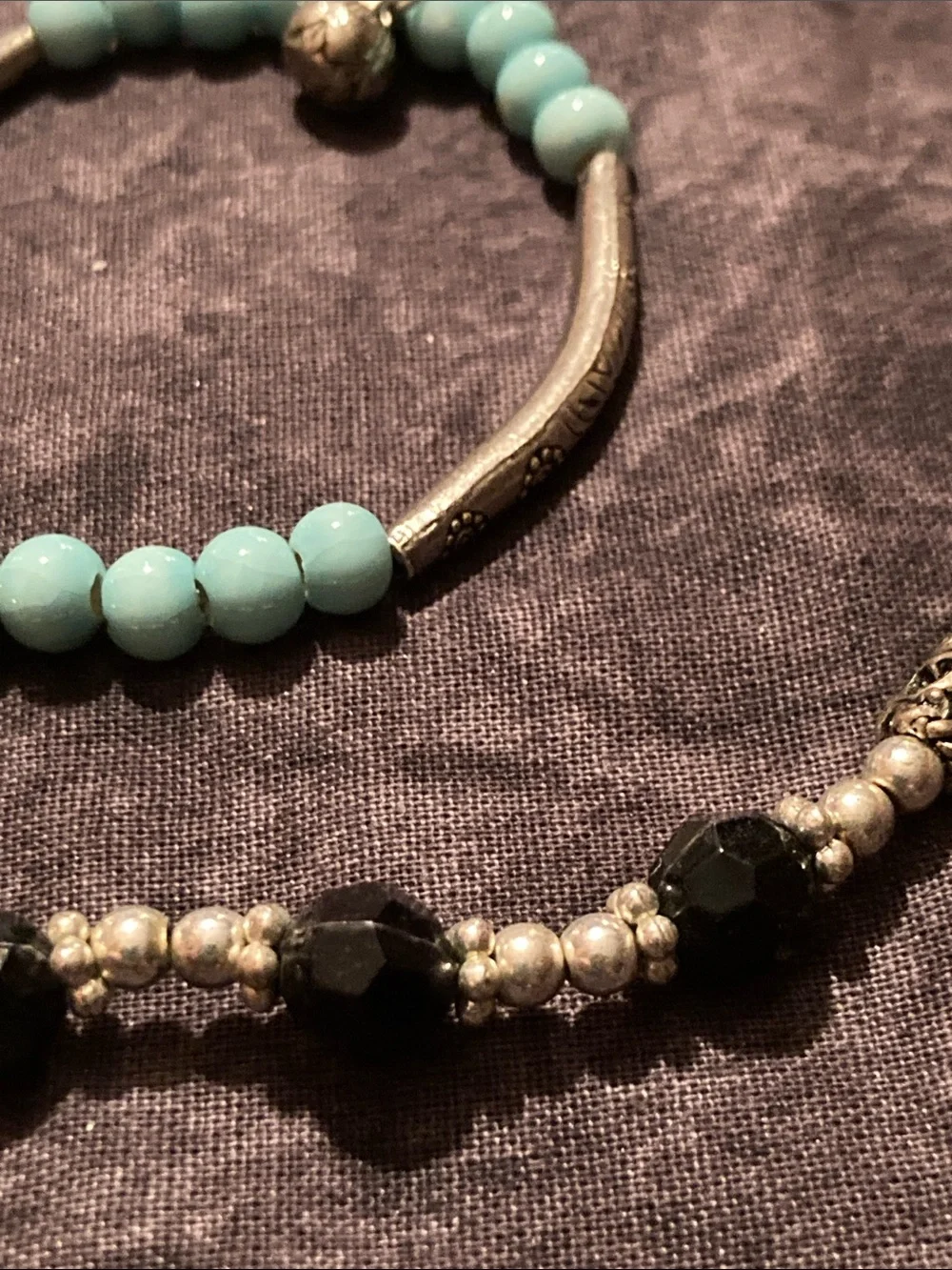 Beaded Necklace, Bracelet & Earring Set — Silver Accents Boho Style